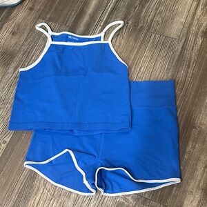 Wild Fable Blue Pajama Set with White Trim